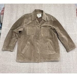 Vintage Suede Leather Jacket Women XL Brown 1980s Eddie Bauer